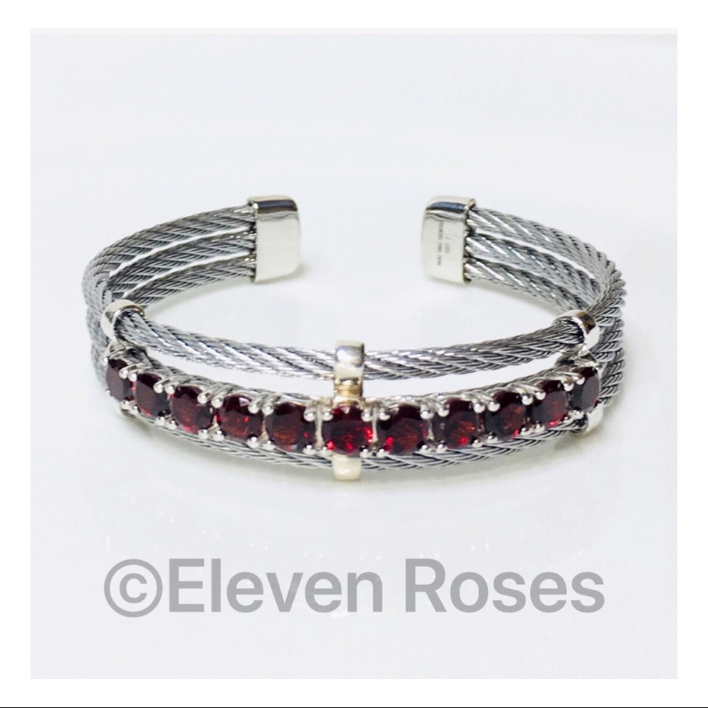 Savvy Cie Garnet Triple Coil Cuff Bracelet